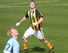 Brønshøj Boldsklubs Peter Larsen i hjemmekampen mod Skjold 20 marts 2008 (foto: T. Brygger)