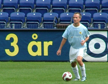 Brønshøjs Michael Barfoed i udekampen mod Brøndby II lørdag 25. august 2007 (foto: S. Lillie)