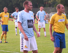 Fra pokalkampen GVI - Brønshøj: Brønshøjs Danni König, Mads Hedegaard og Peter Larsen (foto: T. Brygger)