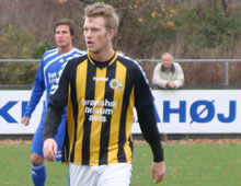 Thomas Christiansen, Brønshøj Boldklub, i hjemmekampen mod Stenløse, hvor Christiansen scorede til 3-1 (foto.: T. Brygger)